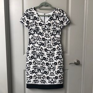 Summer Black and White Dress with Capped Sleeves